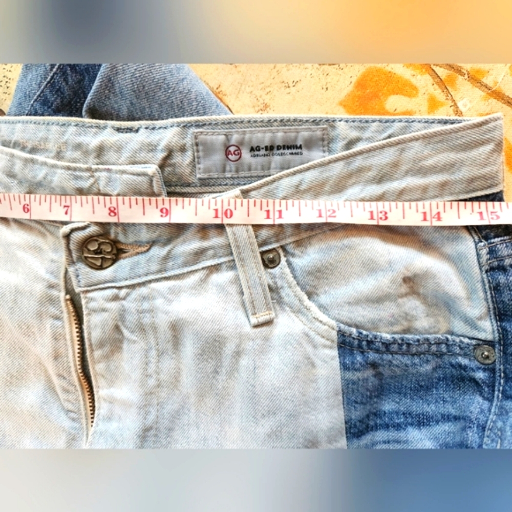 AG Multi Blues High Waist Skinny Light Dark Patchwork Aged Denim Jeans EUC 27 - Picture 15 of 16